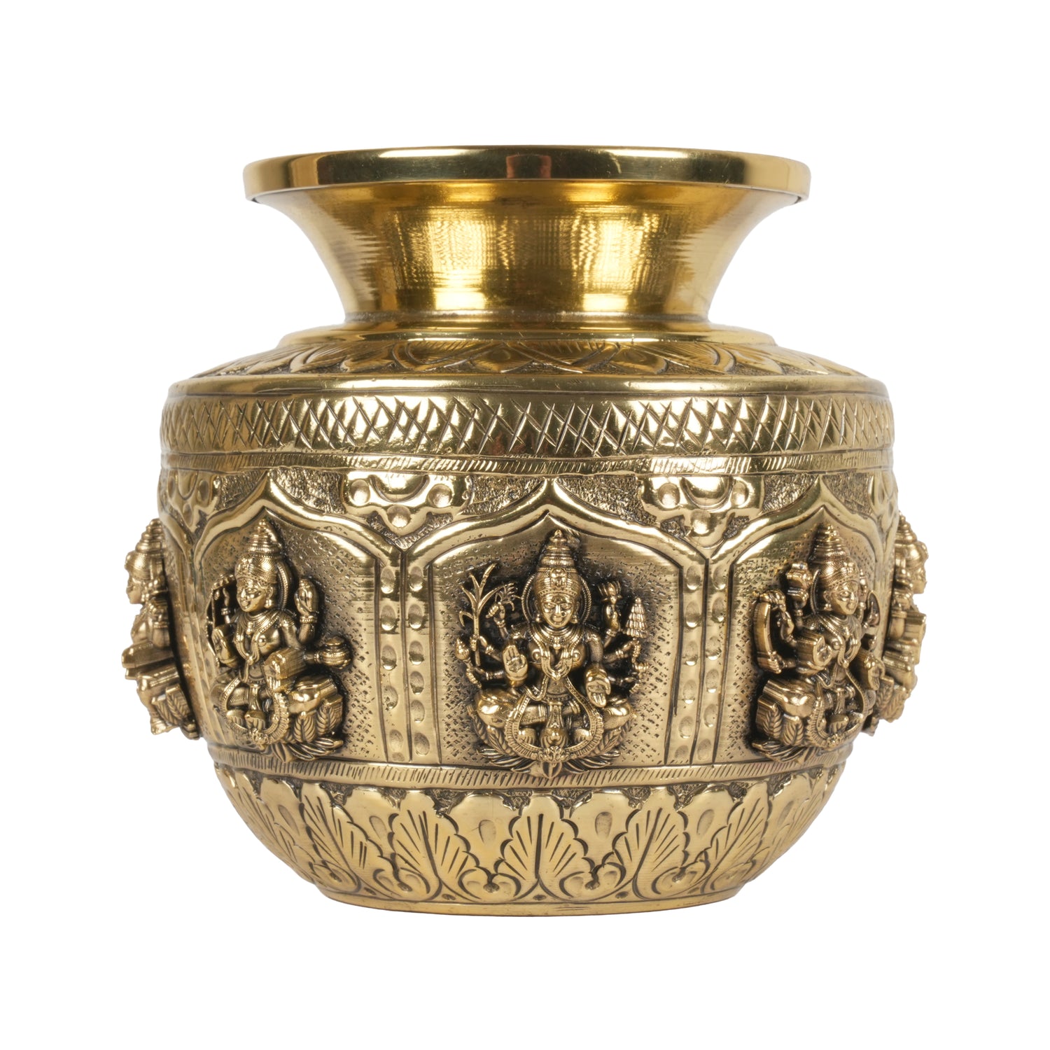 Handcrafted Brass Ashta Lakshmi Kalash | Eight Forms of Lakshmi Sacred Urn