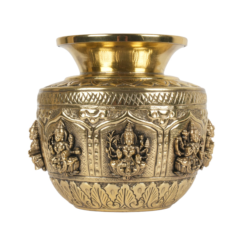 Handcrafted Brass Ashta Lakshmi Kalash | Eight Forms of Lakshmi Sacred Urn
