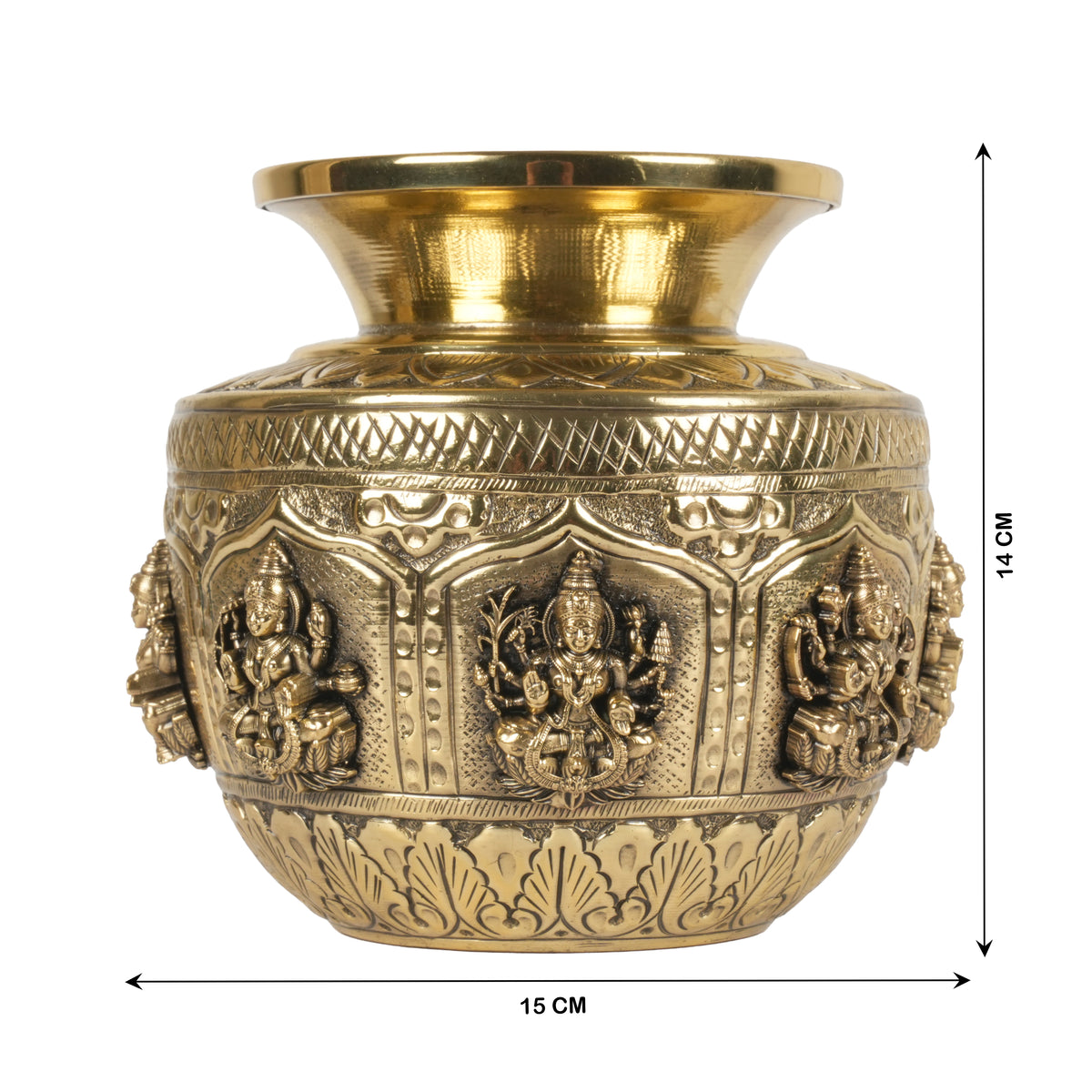 Handcrafted Brass Ashta Lakshmi Kalash | Eight Forms of Lakshmi Sacred Urn