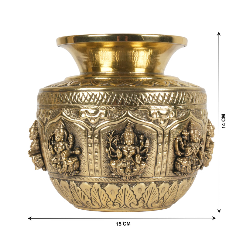 Handcrafted Brass Ashta Lakshmi Kalash | Eight Forms of Lakshmi Sacred Urn