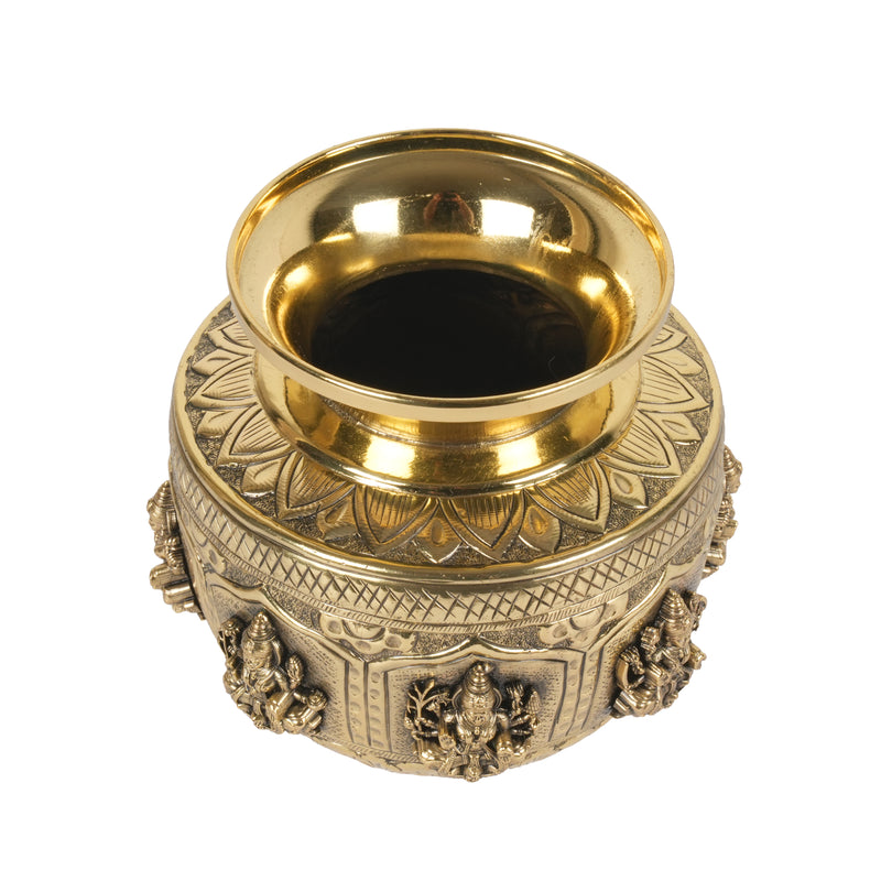 Handcrafted Brass Ashta Lakshmi Kalash | Eight Forms of Lakshmi Sacred Urn
