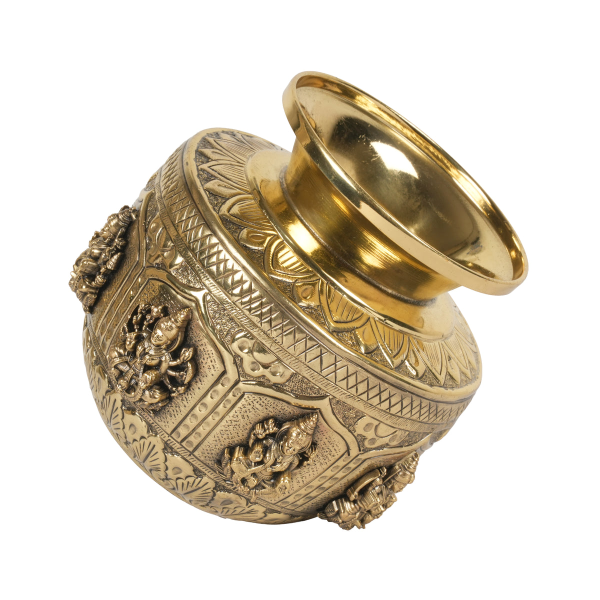 Handcrafted Brass Ashta Lakshmi Kalash | Eight Forms of Lakshmi Sacred Urn