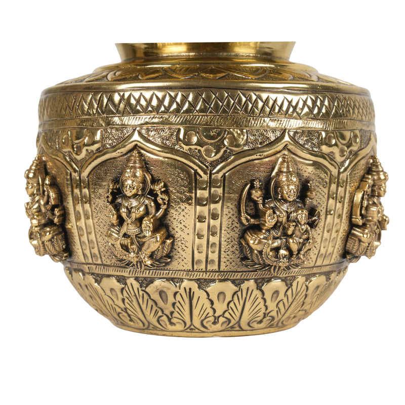 Handcrafted Brass Ashta Lakshmi Kalash | Eight Forms of Lakshmi Sacred Urn