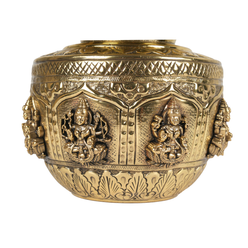 Handcrafted Brass Ashta Lakshmi Kalash | Eight Forms of Lakshmi Sacred Urn