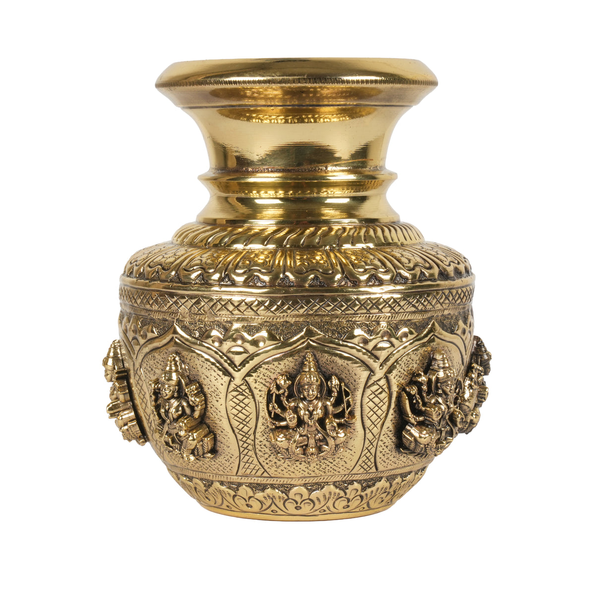 Handcrafted Brass Ashta Lakshmi Kalash | Eight Forms of Lakshmi Sacred Urn