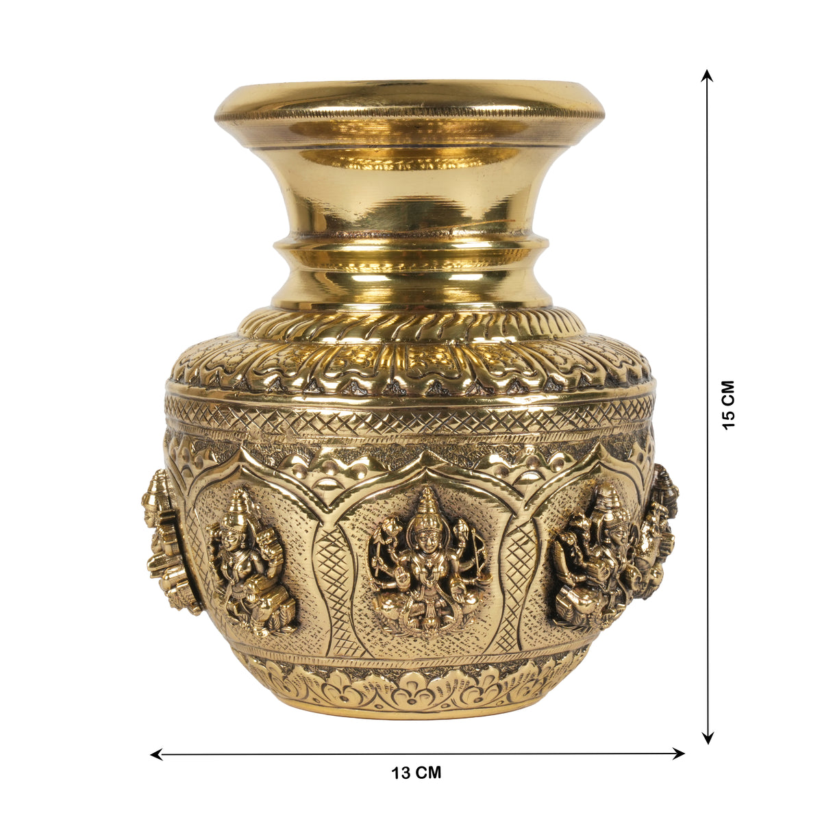 Handcrafted Brass Ashta Lakshmi Kalash | Eight Forms of Lakshmi Sacred Urn