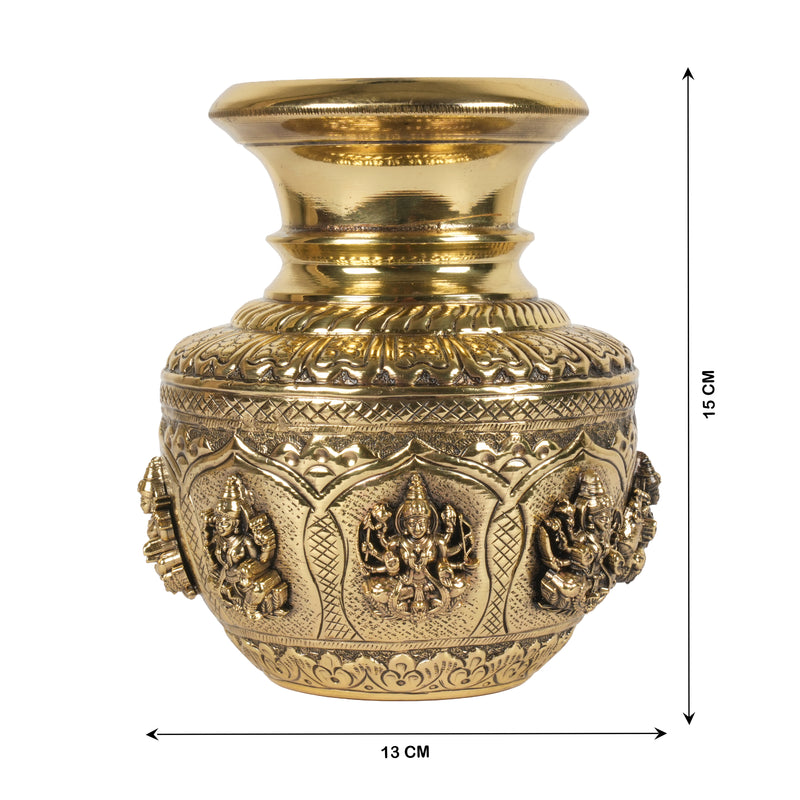 Handcrafted Brass Ashta Lakshmi Kalash | Eight Forms of Lakshmi Sacred Urn
