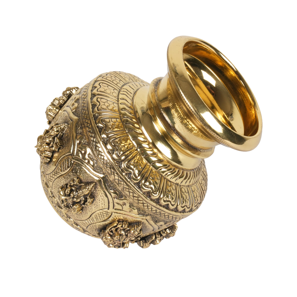 Handcrafted Brass Ashta Lakshmi Kalash | Eight Forms of Lakshmi Sacred Urn