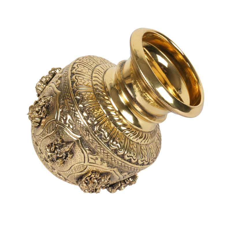 Handcrafted Brass Ashta Lakshmi Kalash | Eight Forms of Lakshmi Sacred Urn