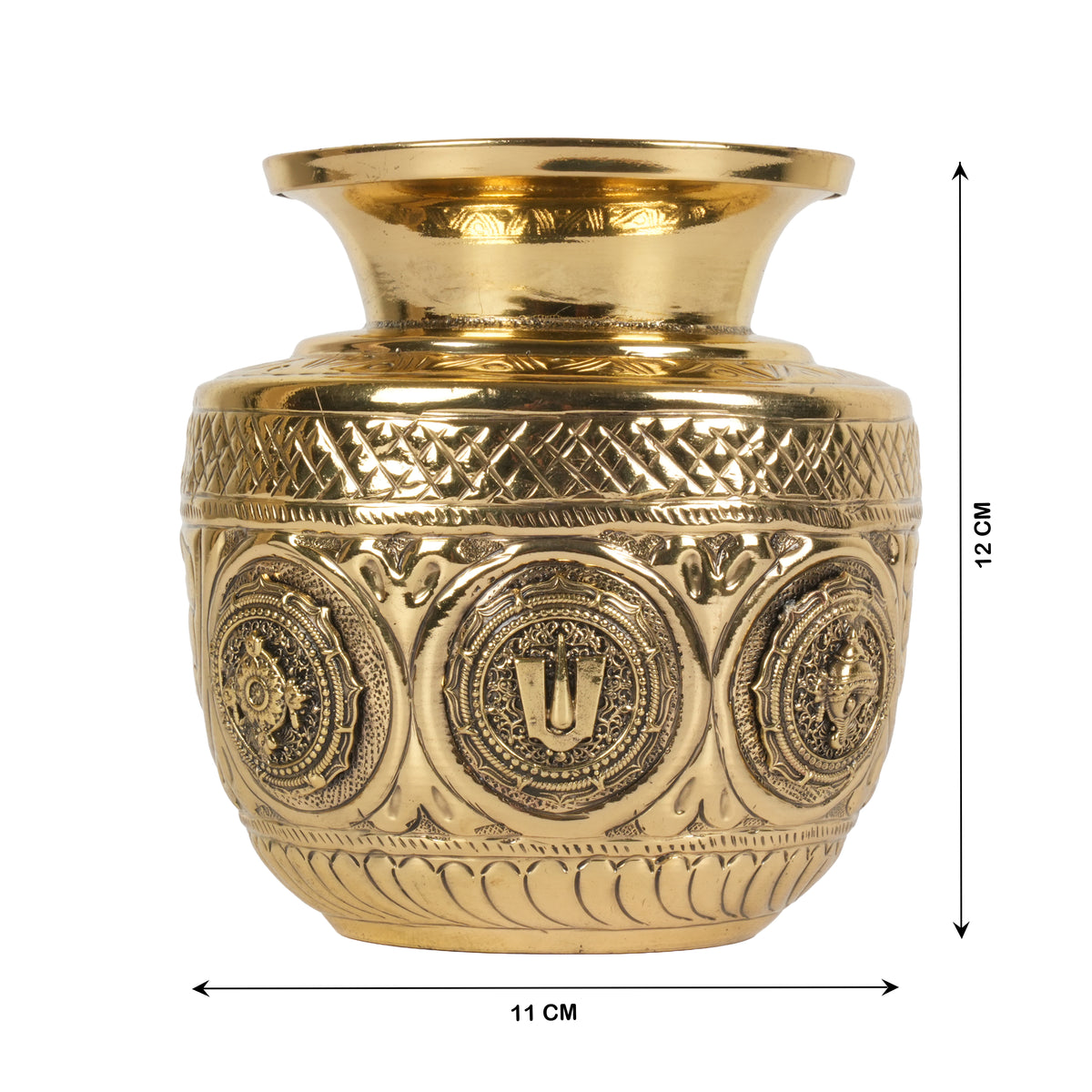 Handcrafted Brass Balaji Tirupati Kalash | Shanka Chakra Sacred Urn