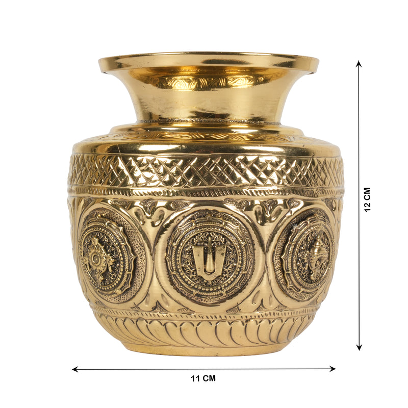 Handcrafted Brass Balaji Tirupati Kalash | Shanka Chakra Sacred Urn