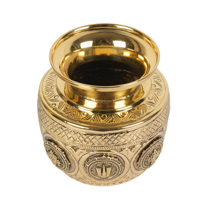 Handcrafted Brass Balaji Tirupati Kalash | Shanka Chakra Sacred Urn