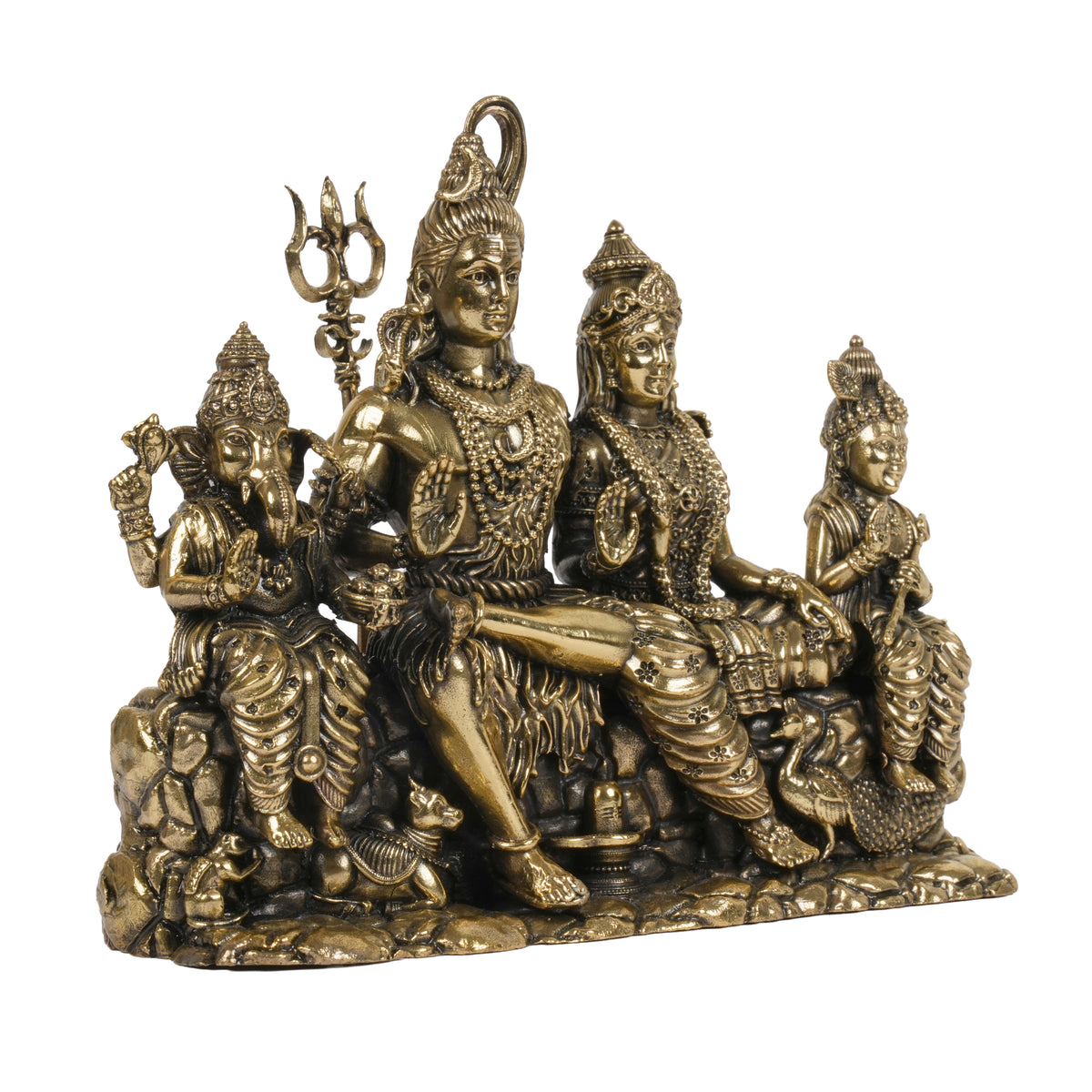 Handcrafted Brass Shiva Parivar Statue | Divine Kailash Holy Family Idol