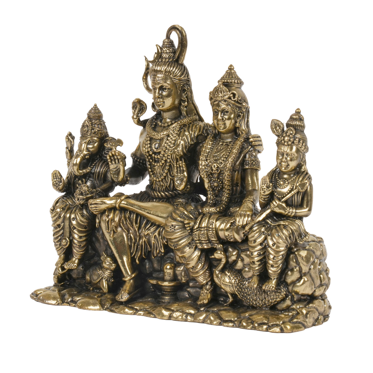 Handcrafted Brass Shiva Parivar Statue | Divine Kailash Holy Family Idol
