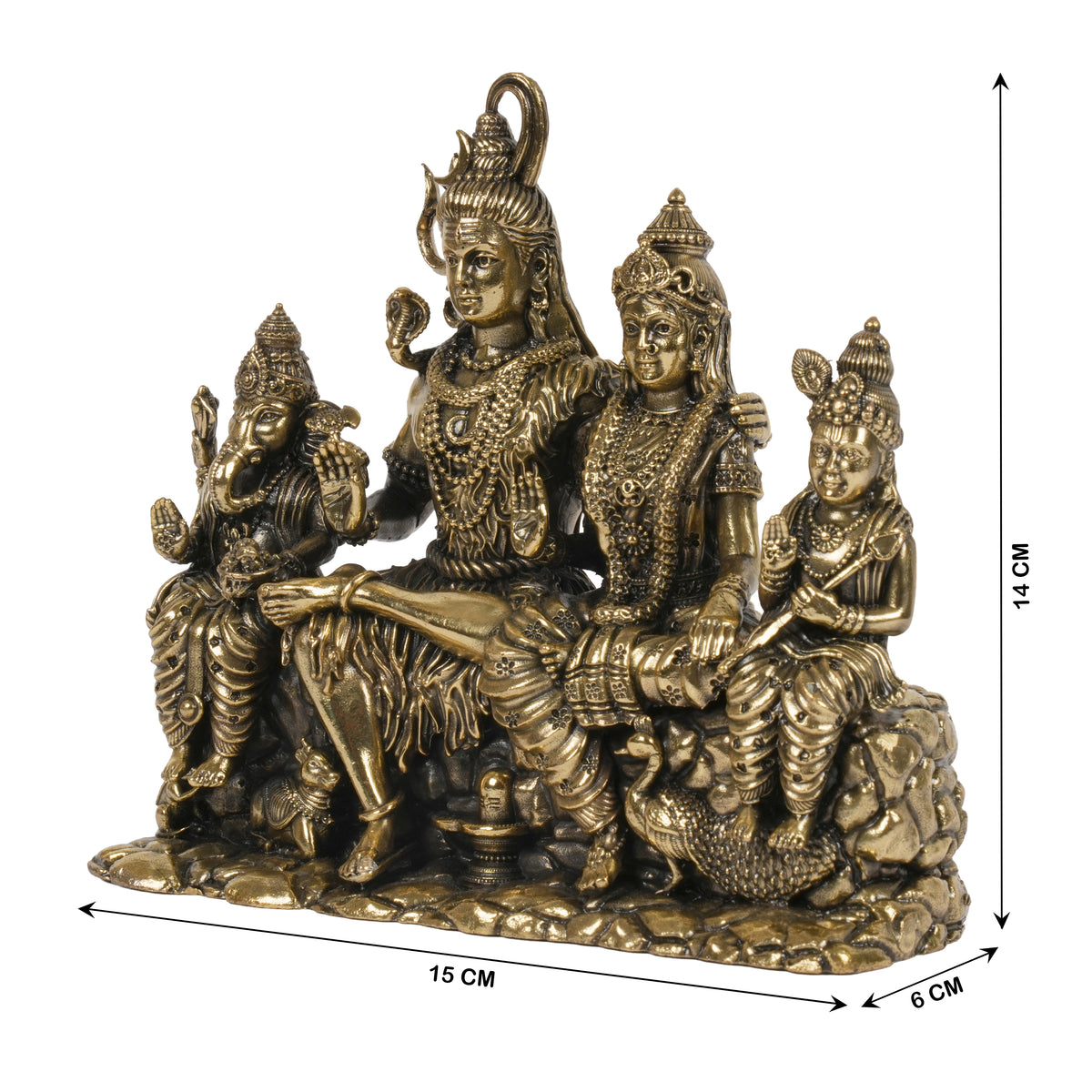 Handcrafted Brass Shiva Parivar Statue | Divine Kailash Holy Family Idol