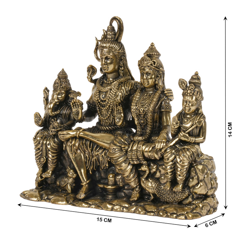 Handcrafted Brass Shiva Parivar Statue | Divine Kailash Holy Family Idol