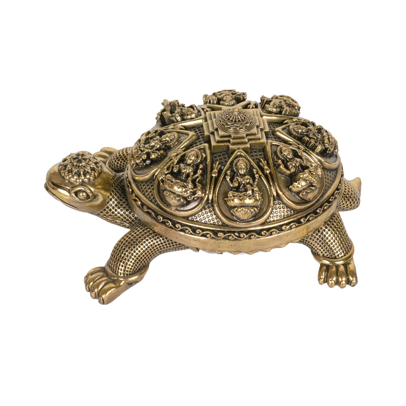 Handcrafted Brass Ashta Lakshmi Tortoise | Kurma Sri Yantra Vastu Idol
