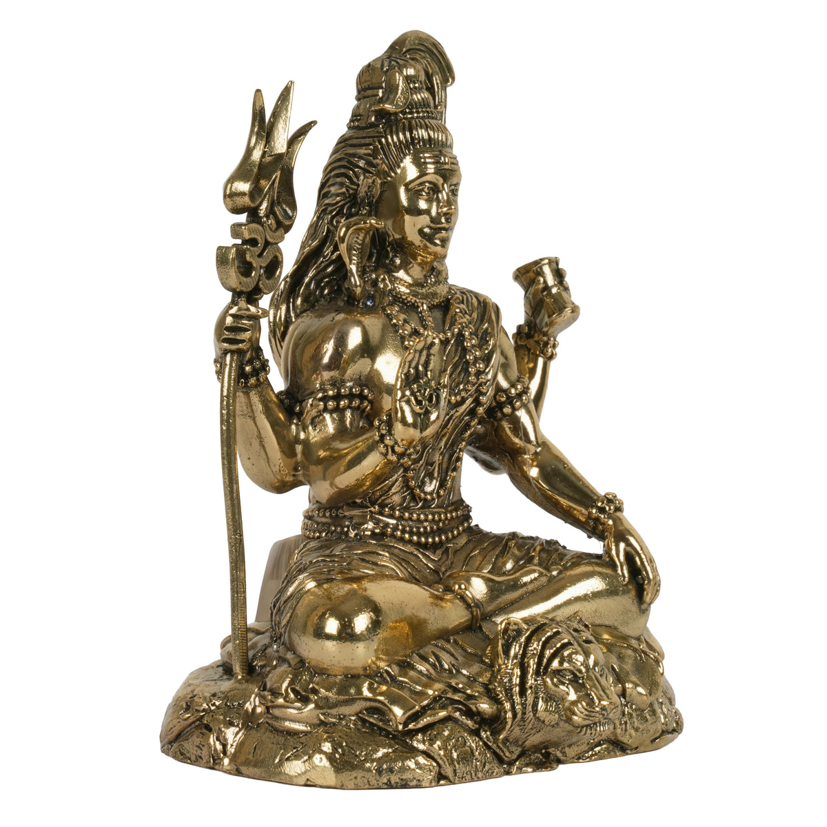Handcrafted Brass Lord Shiva Statue | Meditating Mahadev Trishul Idol