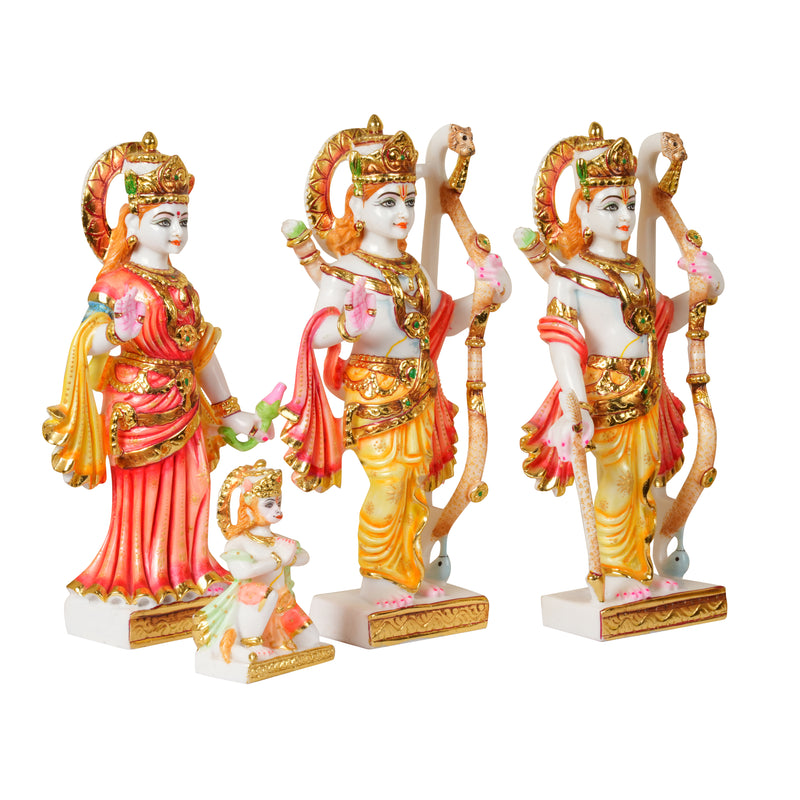 The Divine Court: Hand-Painted Crimson & Gold Ram Darbar Idol Set