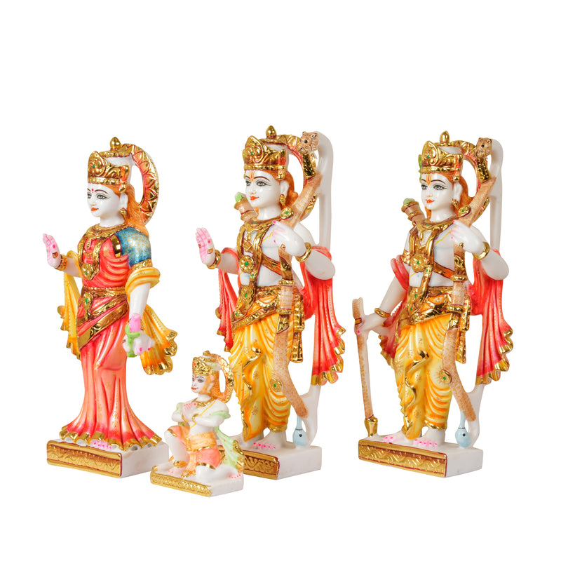 The Divine Court: Hand-Painted Crimson & Gold Ram Darbar Idol Set