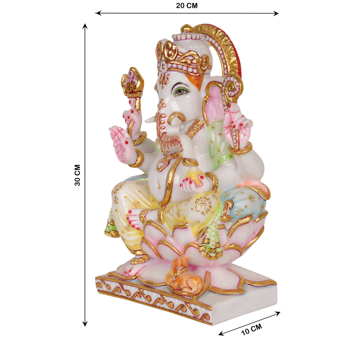 Lord Ganesha Murti – Seated on Lotus with Modak & Mushak