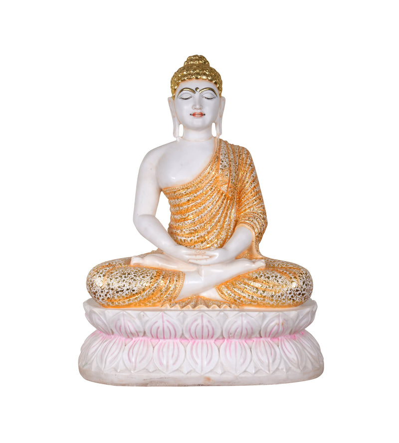 Lotus Serenity Buddha – Handcrafted Marble Sculpture