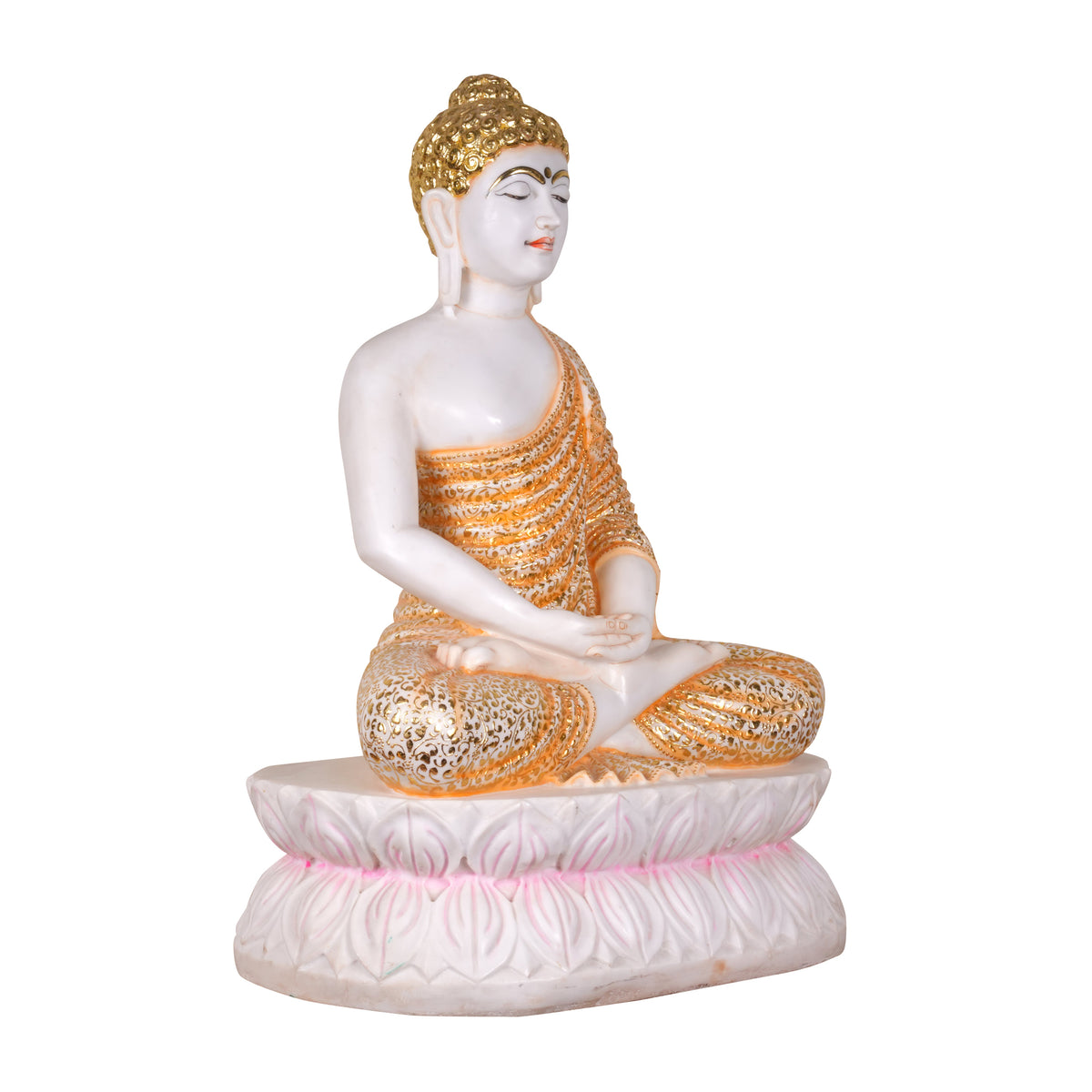 Lotus Serenity Buddha – Handcrafted Marble Sculpture