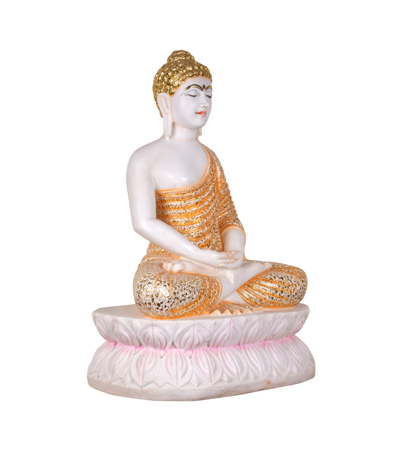 Lotus Serenity Buddha – Handcrafted Marble Sculpture