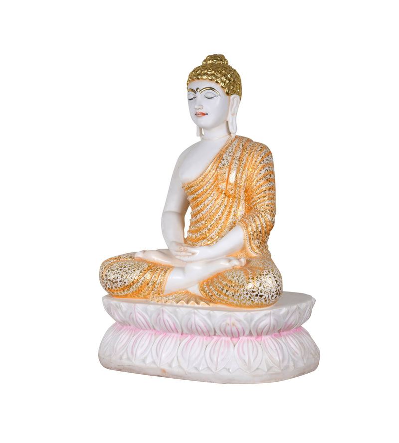 Lotus Serenity Buddha – Handcrafted Marble Sculpture
