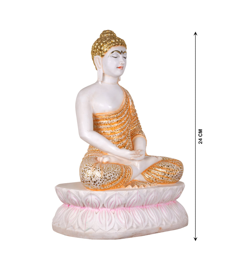 Lotus Serenity Buddha – Handcrafted Marble Sculpture