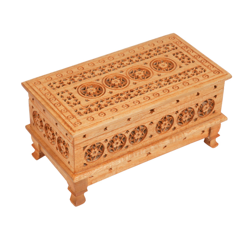 Handcrafted Wooden Jali Jewelry Box | Premium Openwork Lattice Keepsake Chest