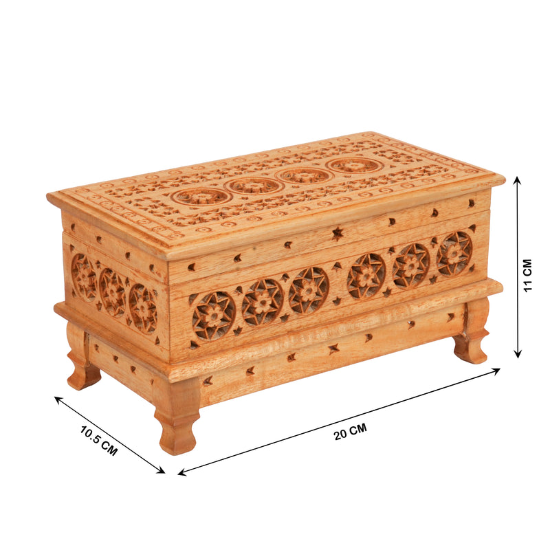 Handcrafted Wooden Jali Jewelry Box | Premium Openwork Lattice Keepsake Chest