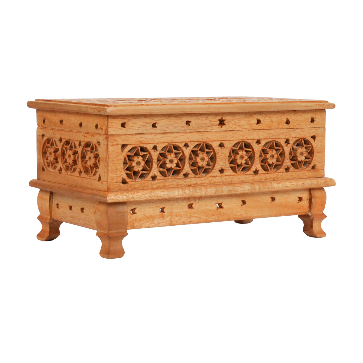 Handcrafted Wooden Jali Jewelry Box | Premium Openwork Lattice Keepsake Chest