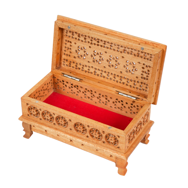 Handcrafted Wooden Jali Jewelry Box | Premium Openwork Lattice Keepsake Chest
