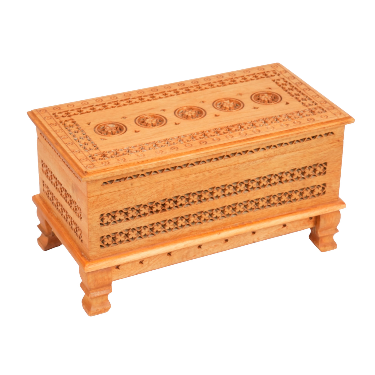 Handcrafted Wooden Jali Jewelry Box | Premium Openwork Lattice Keepsake Chest