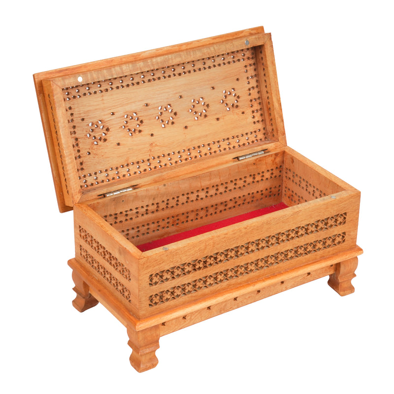Handcrafted Wooden Jali Jewelry Box | Premium Openwork Lattice Keepsake Chest