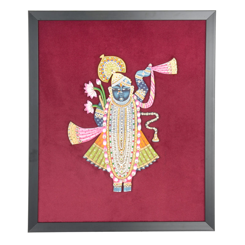 Handcrafted Shrinathji Pichwai Wall Frame | Premium Embossed Krishna Art