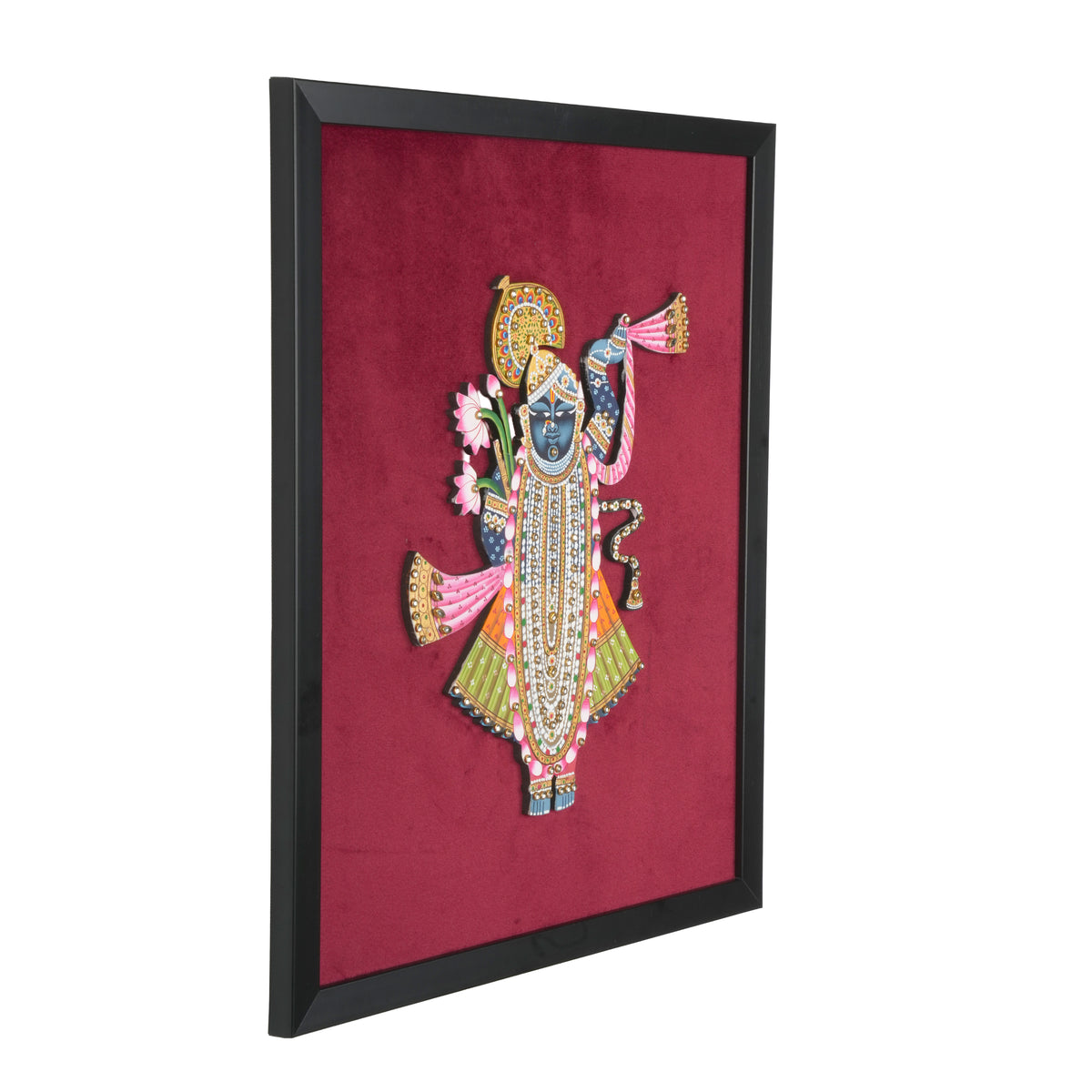 Handcrafted Shrinathji Pichwai Wall Frame | Premium Embossed Krishna Art