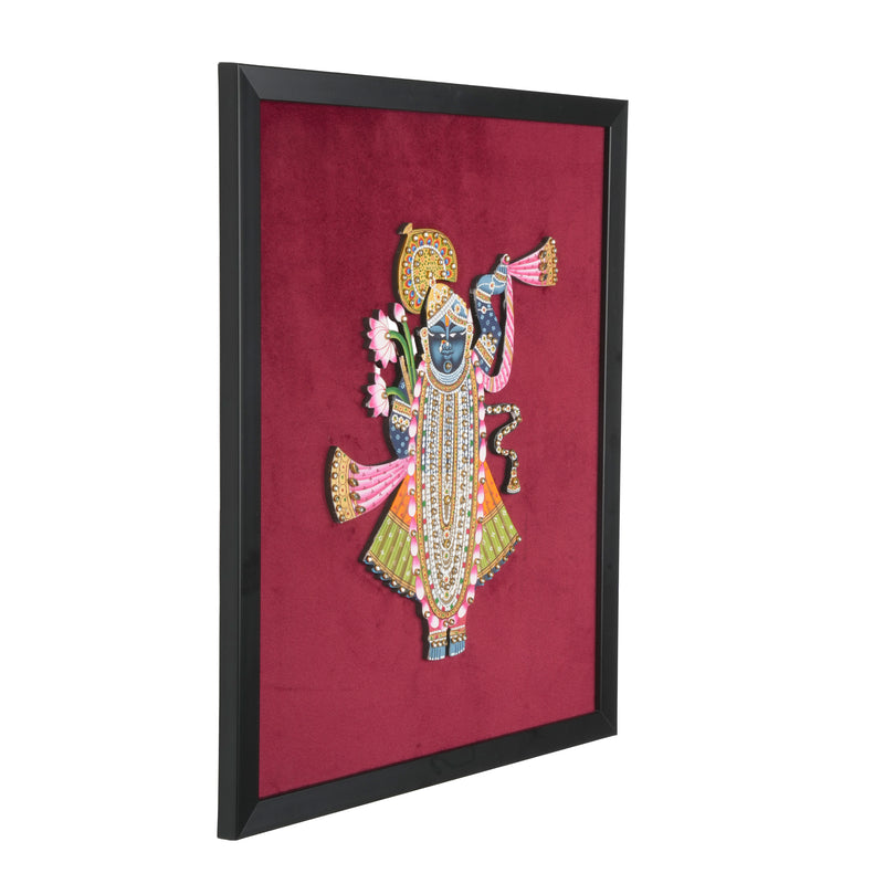 Handcrafted Shrinathji Pichwai Wall Frame | Premium Embossed Krishna Art