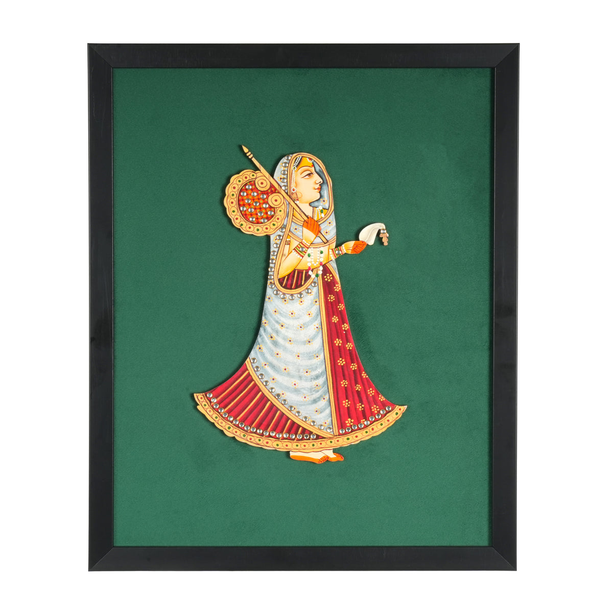 Handcrafted Shrinathji Gopi Pichwai Wall Frame | Premium Embossed Krishna Art