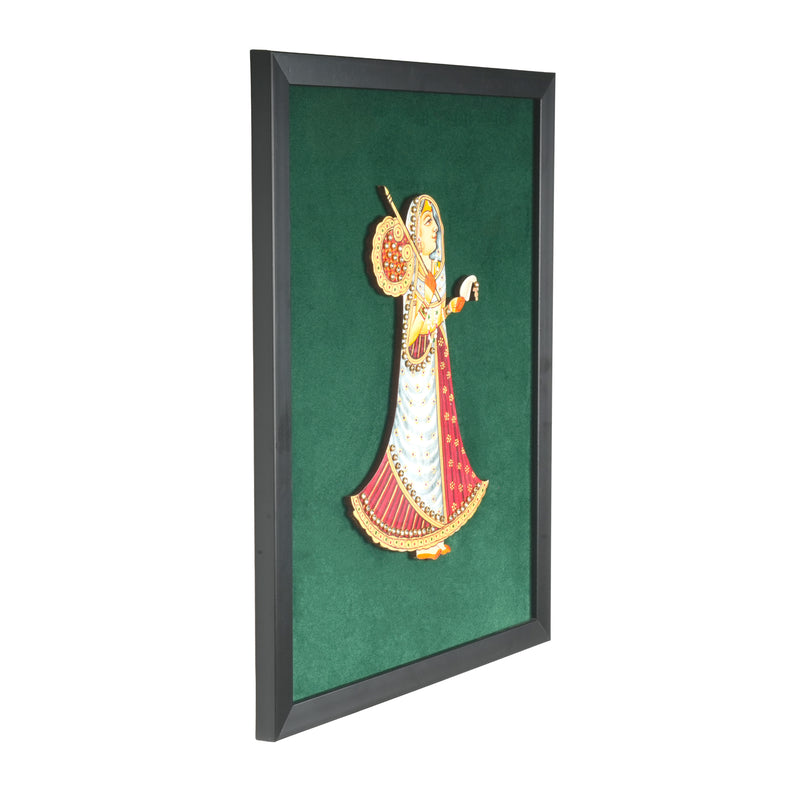Handcrafted Shrinathji Gopi Pichwai Wall Frame | Premium Embossed Krishna Art