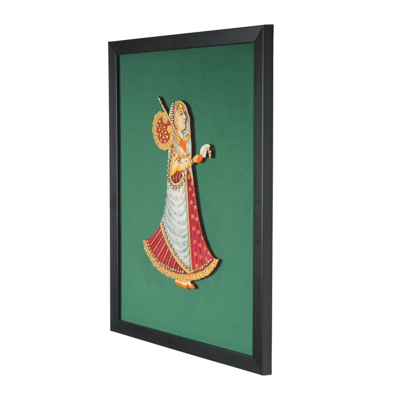 Handcrafted Shrinathji Gopi Pichwai Wall Frame | Premium Embossed Krishna Art