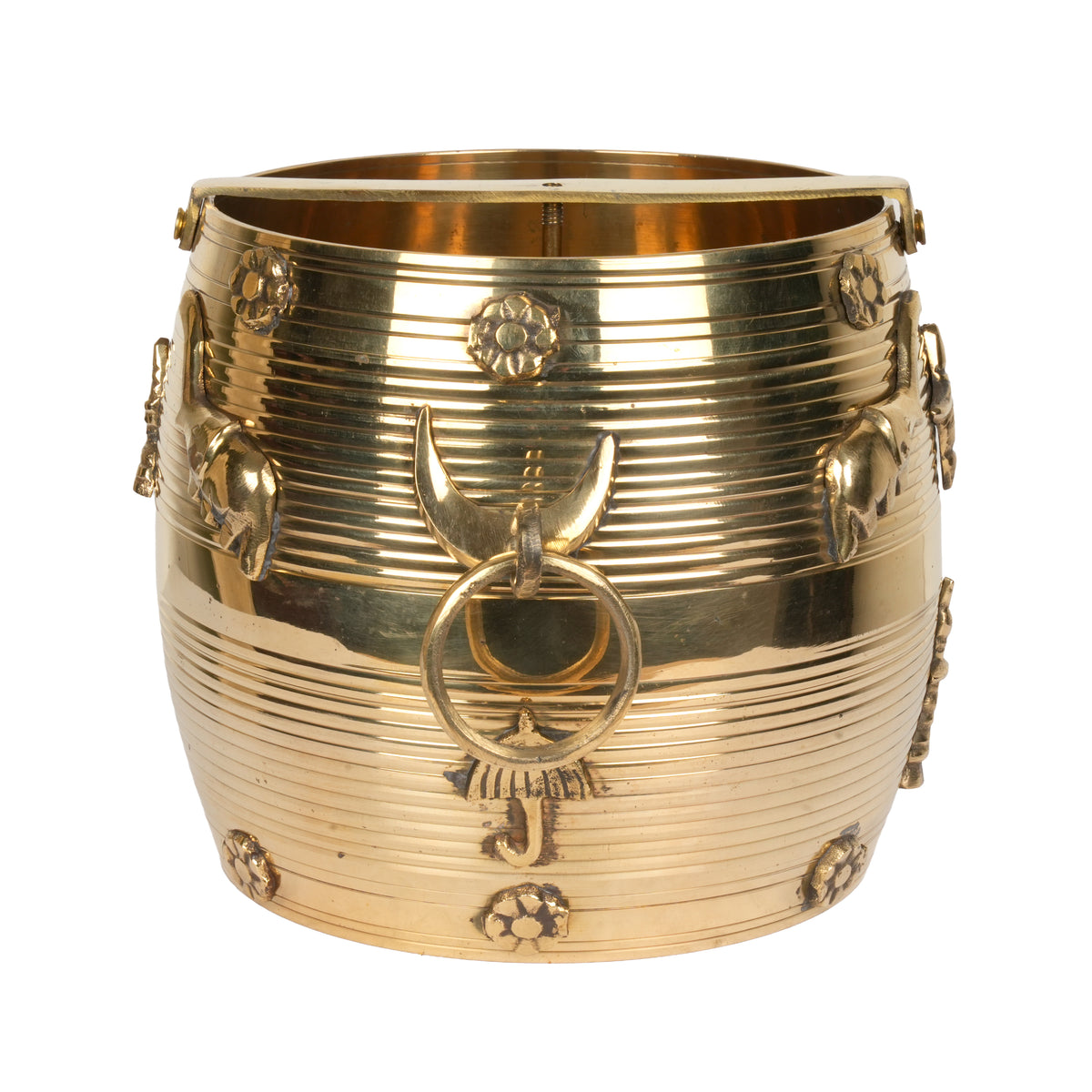 Handcrafted Traditional Brass Para Vessel | Ornate Elephant Motif Floating Urli Bowl