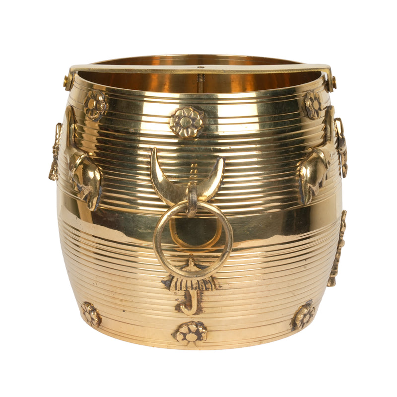 Handcrafted Traditional Brass Para Vessel | Ornate Elephant Motif Floating Urli Bowl