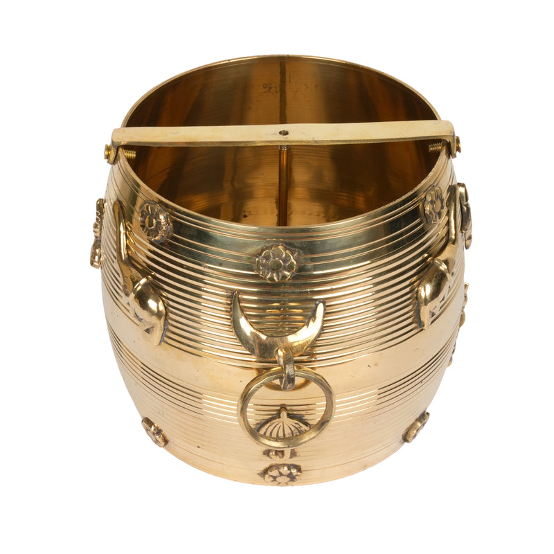 Handcrafted Traditional Brass Para Vessel | Ornate Elephant Motif Floating Urli Bowl