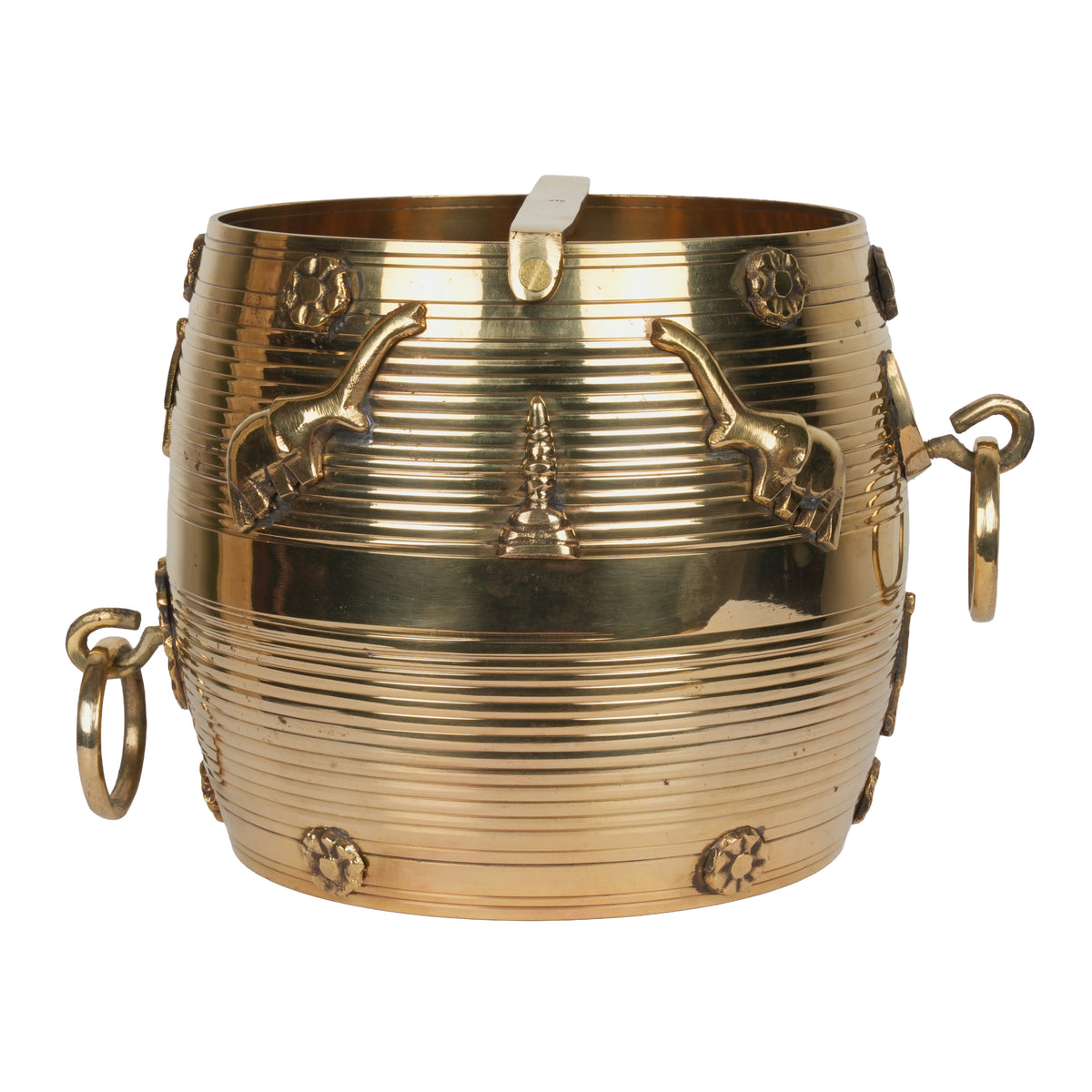 Handcrafted Traditional Brass Para Vessel | Ornate Elephant Motif Floating Urli Bowl
