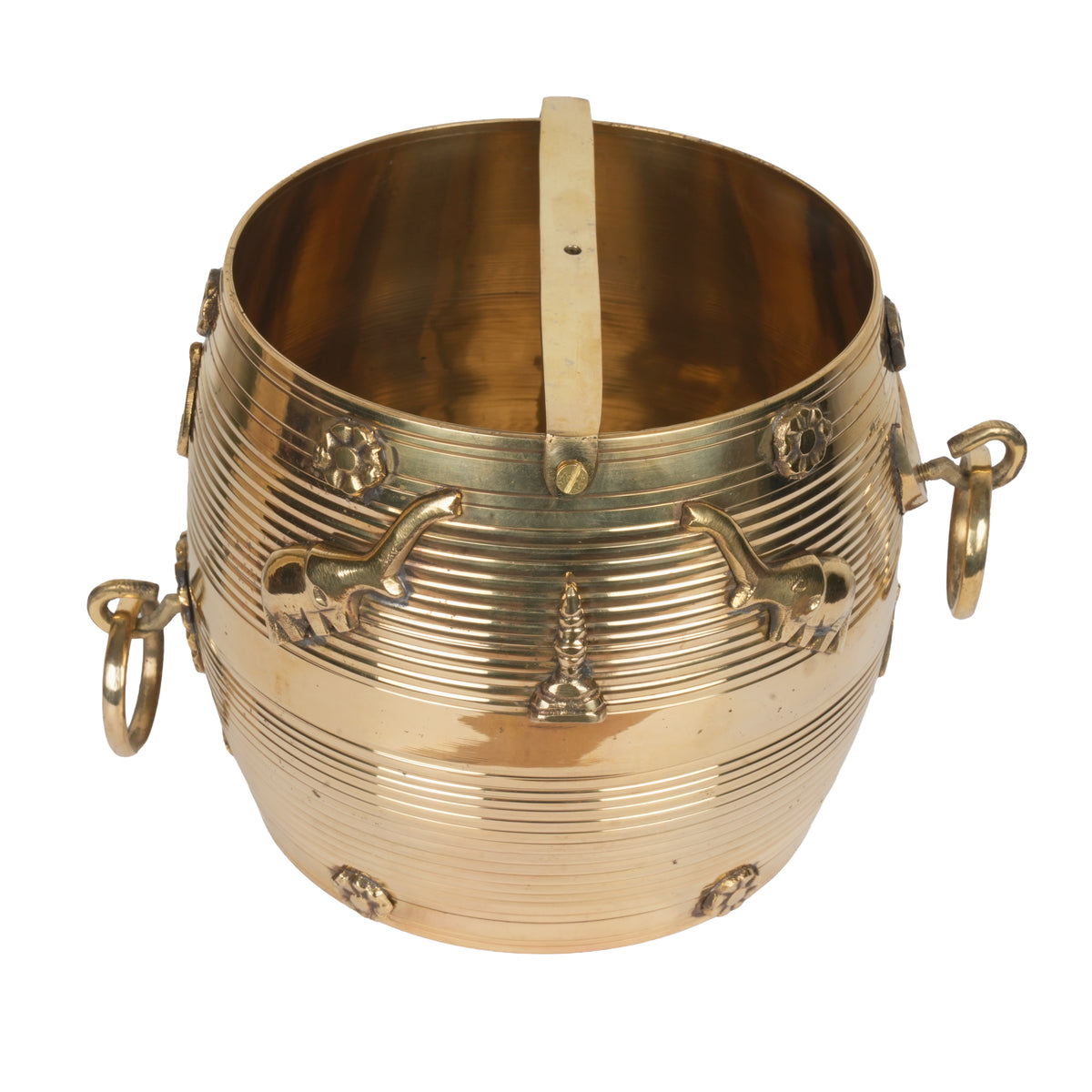 Handcrafted Traditional Brass Para Vessel | Ornate Elephant Motif Floating Urli Bowl