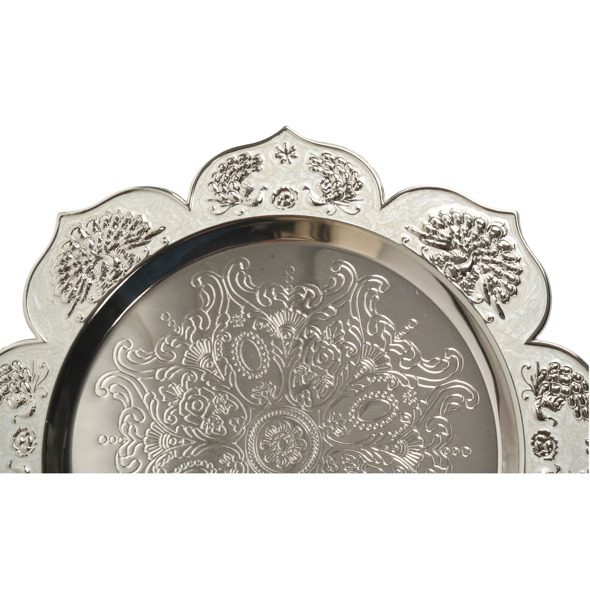 Handcrafted Traditional German Silver Pooja Thali Set | 7-Piece Lotus Floral Platter
