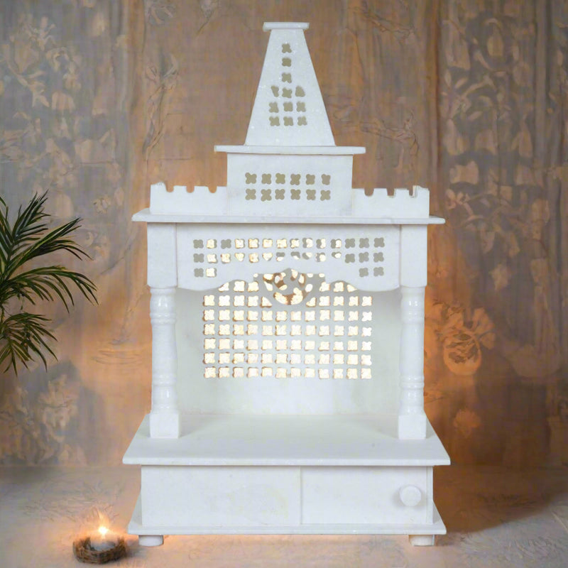 Marble Jali Work Temple – Handcrafted Devotional Space