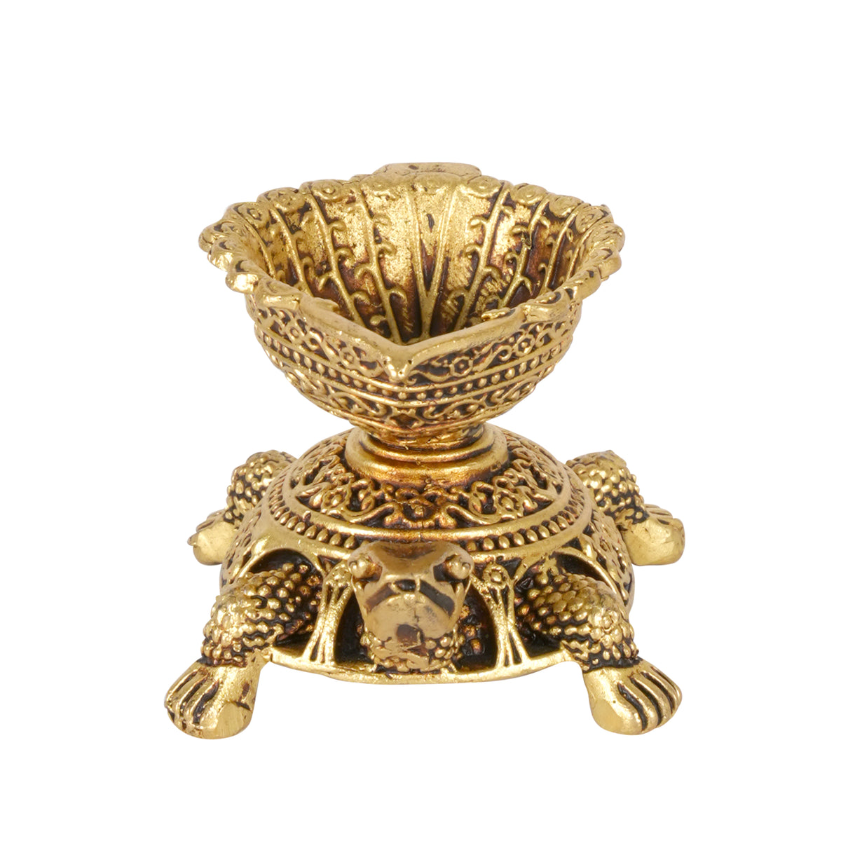 Eternal Light: Handcrafted Brass Turtle Oil Lamp